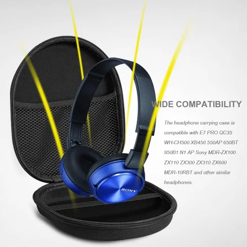 Miniatura 2 de Estuche organizador de auriculares duros, bolsa de almacenamiento compatible con E7 PRO QC35 WH-CH500 XB450 550AP 650BT 950B1 N1 AP Sony MDR-ZX100