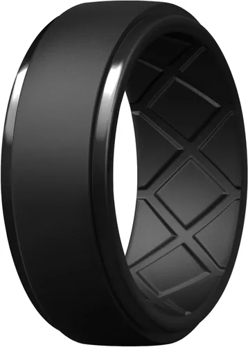 Miniatura 63 de Egnaro - Anillos de silicona para hombre, 25/64 pulgadas (10 mm) de ancho y 3/32 pulgadas (2.5 mm) de grosor, alianzas de boda de goma, paquete