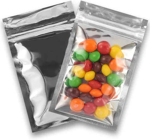 Bolsas resellables de Mylar | 100 unidades de 3.3 x 5.5 pulgadas | Bolsa Ziplock a prueba de olores, linda lámina de embalaje sellable para