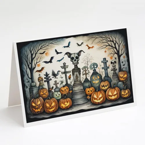 Miniatura 67 de Caroline's Treasures DAC2223GCA7P - Tarjetas de felicitación y sobres de Halloween espeluznantes de gato negro, paquete de 8 tarjetas en blanco