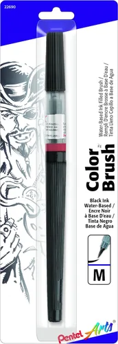 Pentel - Marcador con punta de pincel de color, Negro