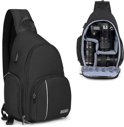 Miniatura 10 de BAIGIO - Bolso cruzado para cámara pequeño, mochila para cámara para fotógrafos, bolso cruzado para cámara impermeable, mochila de viaje para cámara