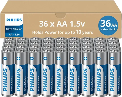 Miniatura 17 de PHILIPS Paquete de 12 pilas AA Batería doble A ultra alcalina de 1.5 V 132% más de potencia que el estándar de la industria Larga duración