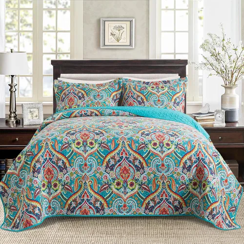 Miniatura 9 de BEDISELY Colchas de algodón tamaño Queen, colcha ligera estilo granja tamaño Queen (90 x 98 pulgadas), juego de ropa de cama floral suave y Casa