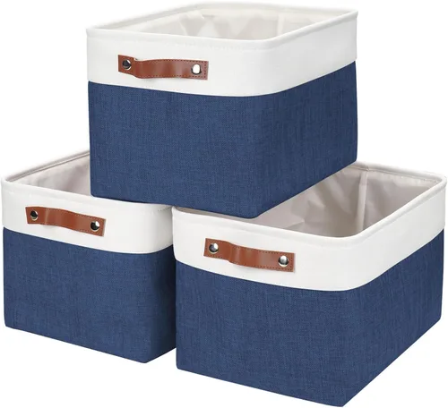 Miniatura 51 de Bagnizer 13x13 Cajas de almacenamiento cúbicas, caja de almacenamiento plegable de tela, paquete de 4 cestas de armario con asas para organizar