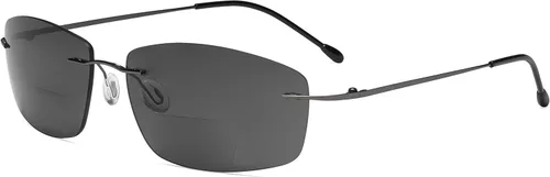 Eyekepper Lentes de sol bifocales sin marco, para mujeres y hombres, ligeros, sin marco, para leer bajo el sol Lente Gunmetal/Gris