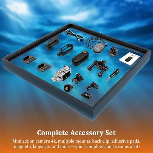 Miniatura 9 de Cámara de acción 4K (64 GB), cámara POV mejorada para 2026, WiFi, cámara a presión para el pulgar con funda impermeable, cámara deportiva portátil