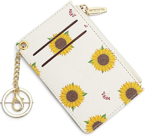 Miniatura 10 de Carteras pequeñas para mujer, tarjetero de piel delgado, cartera de monedas con llavero