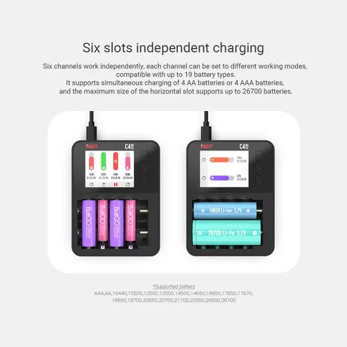 Miniatura 4 de ISDT C4 EVO Probador de capacidad de cargador de batería rápido para AA AAA 18650 21700, analizador de batería inteligente para baterías recargables