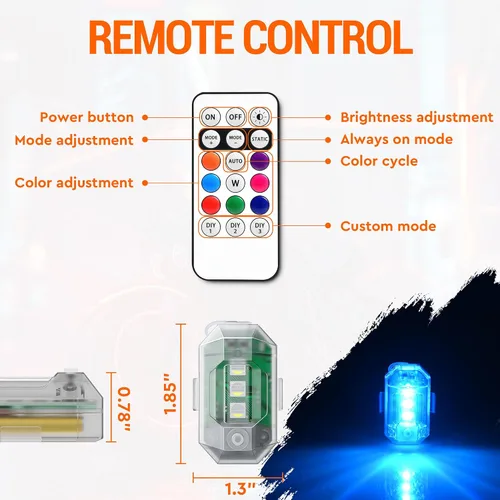 Miniatura 2 de Luces estroboscópicas LED inalámbricas con control remoto, alto brillo, 8 colores, luces anticolisión, impermeables, luces de advertencia