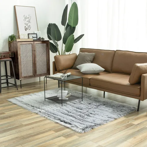 Miniatura 79 de Ashler Home Deco - Tapete de pelo sintético de oveja, mullido, suave, de 2 x 3 pies, lavable a máquina, dormitorio, habitación de los niños, sala