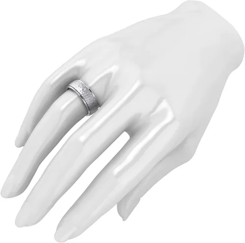 Miniatura 4 de Anillo de boda unisex de plata de ley maciza pesada de 0.236in y 0.315in martillado, ajuste cómodo, anillo elevado en el centro pulido, Plata