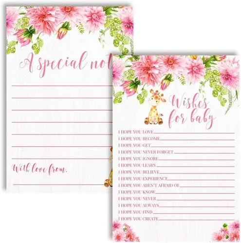 Miniatura 12 de Amanda Creation Tarjetas de deseos de bebé de vaca floral púrpura acuarela 20, 4 x 6 pulgadas, actividad divertida para baby showers, recuerdos