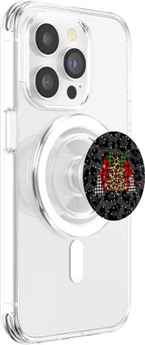 Miniatura 3 de Árboles de Navidad con estampado de leopardo negro y cuadros PopSockets MagSafe PopGrip para iPhone