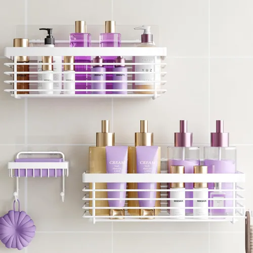 Miniatura 10 de ODesign Organizador de ducha de acero inoxidable SUS304, 3 unidades, sin taladrar, estante de baño, montado en la pared, organizador adhesivo