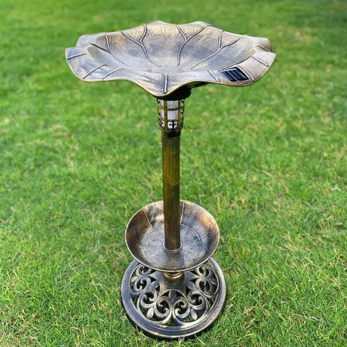 Miniatura 11 de Westcharm Bebedero para Pájaros de 29 Pulgadas, Ligero, de Resina Poli Verde Verdigris para Exteriores con Pájaros Decorativos y Base de Pedestal
