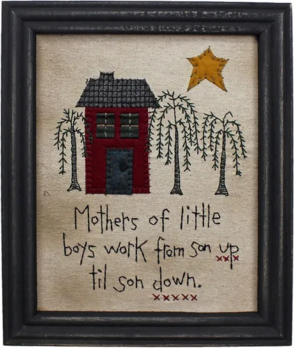 Miniatura 19 de CVHOMEDECO. Primitives Antique A house is made of wood and beams, A home is made of love and dreams, marco de costura montado en la pared, arte