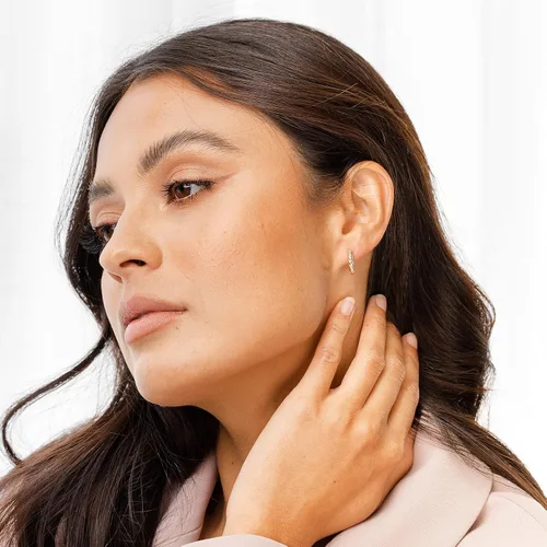 Miniatura 2 de PAVOI Aretes de plata de ley 925 chapados en oro de 14 quilates Mini aretes de aro para mujer
