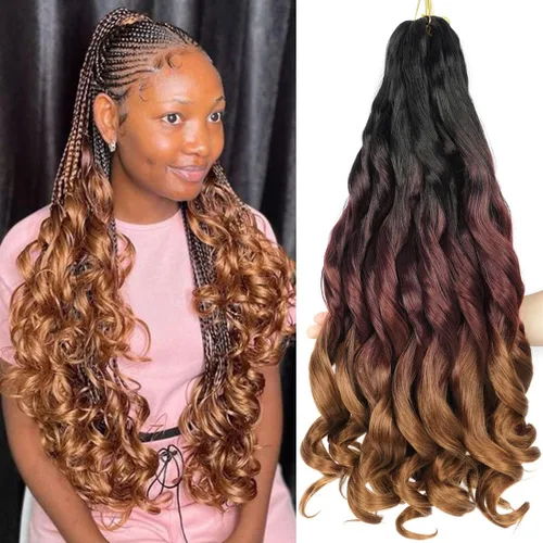 Miniatura 23 de WIPPORYA Cabello Rizado Francés para Trenzar de 24 Pulgadas, 6 Paquetes de Cabello Ondulado Suelto Elástico para Crochet Pre-Estirado 3.53