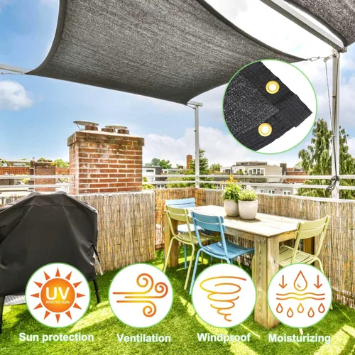 Miniatura 3 de Mklsit Garden Tela de Sombra del 70%, 10 x 20 pies Red de Sombra Solar Negra, Lona de Malla de Sombra Solar con Ojales de Latón Reforzados, Telas