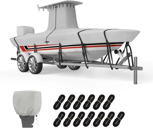 Miniatura 14 de VINPATIO Cubierta de motor fuera de borda, capó de motor de poliéster 600D impermeable para motores de barco de hasta 10 HP, tela teñida