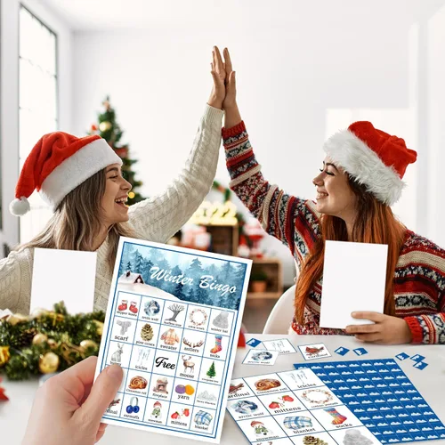 Miniatura 5 de Juegos de fiesta de bingo de Navidad, juegos de fiesta de Navidad para suministros de fiesta de Navidad, 24 jugadores, suministros de fiesta