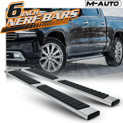 Miniatura 5 de M-Auto Estribos de 6.75 pulgadas, barras laterales compatibles con Chevy Silverado GMC Sierra 1500 2500HD 3500HD 2019-2025, cabina extendida, barras
