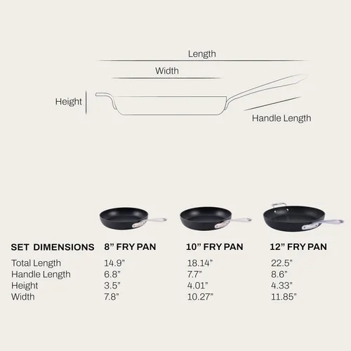 Miniatura 2 de All-Clad Hard Anodized Essentials - Juego de 3 sartenes antiadherentes, inducción de 8, 10 y 12 pulgadas, apta para horno 500F, sartenes de cocina