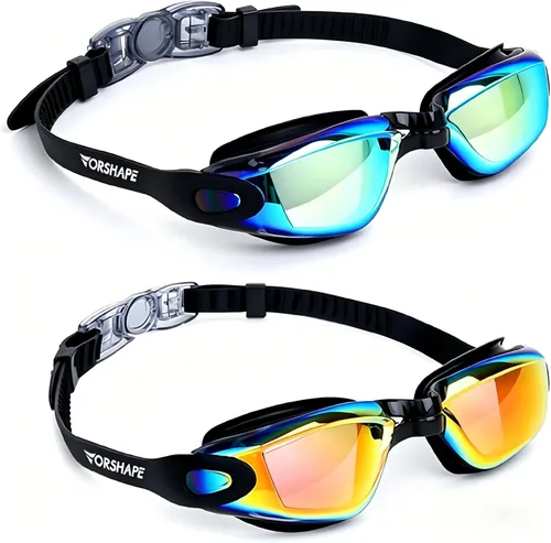 Miniatura 26 de Gafas de natación: paquete de 2 gafas de natación antivaho, sin fugas, protección UV, para adultos, hombres, mujeres, jóvenes Azul & blanco