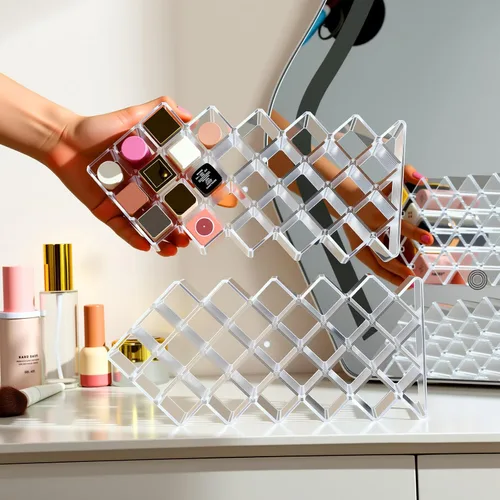 Miniatura 6 de Hoolerry Paquete de 4 soportes de acrílico para lápiz labial, 112 ranuras transparentes, organizador de brillo de labios apilables, torre de lápiz