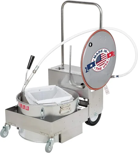 MirOil BD 707 Máquina de filtro de aceite eléctrico y carrito de desecho, máquina de filtro de aceite portátil para grasa de freidora de 75 libras,