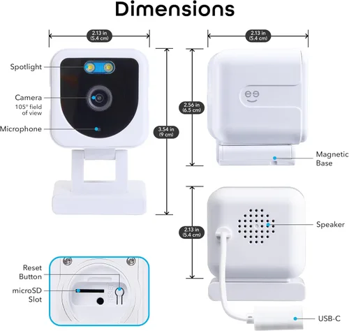 Miniatura 9 de Geeni Mini cámara de seguridad para interiores y exteriores 1080P, paquete de 2, cámaras WiFi inteligentes con detección de movimiento y sonido