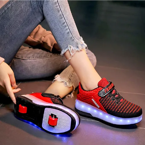 Miniatura 6 de Aikuass - Tenis con ruedas y luces LED recargables con USB para niñas y niños