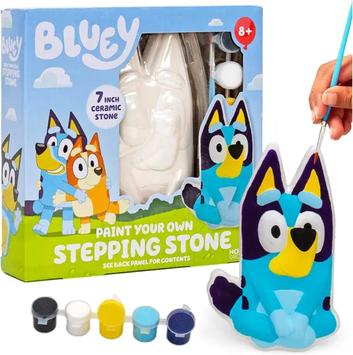 Miniatura 16 de Bluey Pinta tu propia piedra escalonada, diseña 7 obras de arte de piedra de bricolaje, kit divertido para niños, juego de arte de piedras pintables