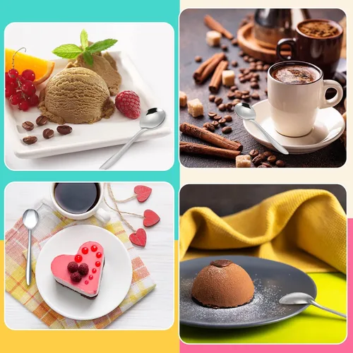 Miniatura 3 de Gerrii 100 cucharas de café Demitasse de 5.5 pulgadas, mini cucharas de café de acero inoxidable plateadas para aperitivo, postre, caviar, azúcar