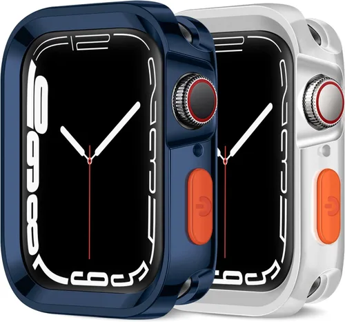 Miniatura 20 de Amizee Paquete de 2 fundas resistentes compatibles con Apple Watch Series 9/8/7 de 1.772 pulgadas, SE 3/2/1 Series 6/5/4 de 1.732 pulgadas, TPU