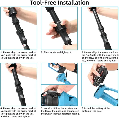 Miniatura 8 de solo sierra de poste extensible, correa de hombro (sin motosierra ni batería) Rotatable Pole14ft Max Reach, Tool-Free Installation, Compatible