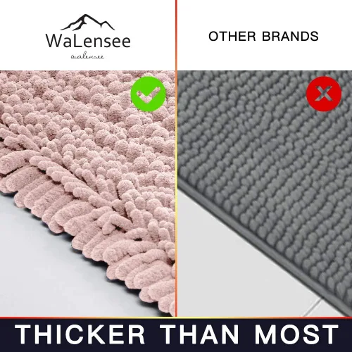 Miniatura 19 de Walensee Alfombra de baño antideslizante (24x17 pulgadas, rosa polvoriento) absorbente de agua, súper suave, lanuda de felpilla, lavable a máquina