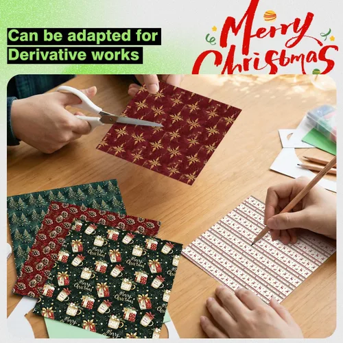 Miniatura 6 de Papel para álbum de recortes de Navidad 12 x 12 - Juego de 24 hojas de papel con patrón de Navidad e impresión por ambas caras, papel decorativo