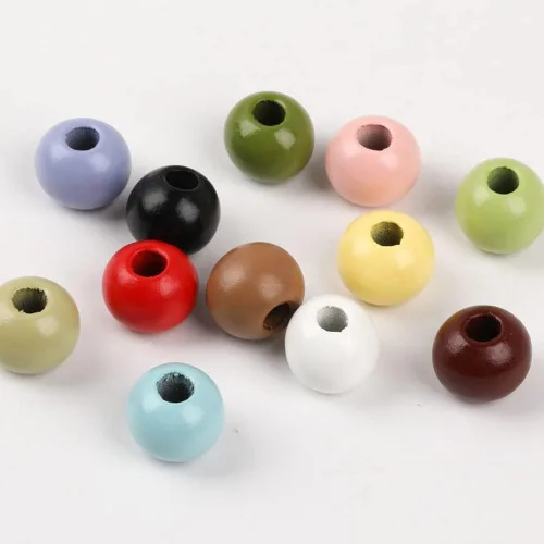 Miniatura 5 de 50 cuentas grandes de madera redondas naturales de 0.78 pulgadas (0.787 in), cuentas sueltas, para guirnaldas hechas a mano, decoración del hogar