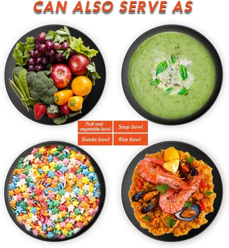 Miniatura 8 de ShineMe Ensaladeras, ensaladera grande con tapa y servidores, juego de ensaladas de bambú con 4 cuencos pequeños para servir, cuenco de cocina Negro