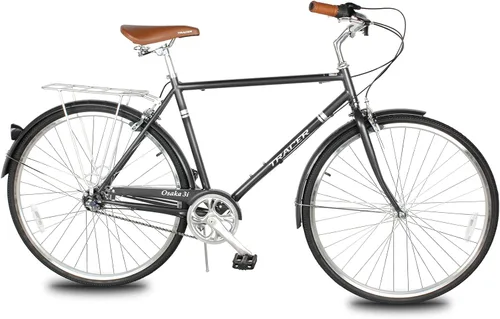 Miniatura 14 de Tracer Osaka - Bicicletas híbridas, marco de acero, Shimano Nexus Inter 3/7 velocidades, agarre marrón asiento marrón, bicicleta de carretera, Rojo