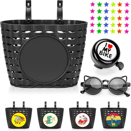 Miniatura 10 de Cesta de bicicleta para niños, cesta de bicicleta con campana, radios de rueda, gafas, accesorios de bicicleta para niños y niñas Azul
