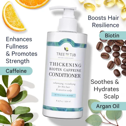 Miniatura 5 de Tree To Tub Acondicionador de biotina, cafeína activadora para cabello más completo, acondicionador espesante para mujeres y hombres para cabello