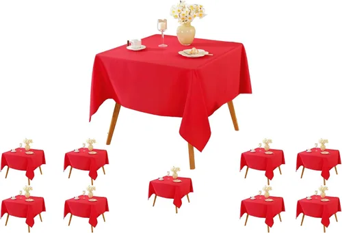 Miniatura 65 de Paquete de 5 Manteles Cuadrados 60 x 60 Pulgadas de Carbón, Mantel de Poliéster Lavable para Uso en Hogar, Fiesta, Boda o Restaurante.