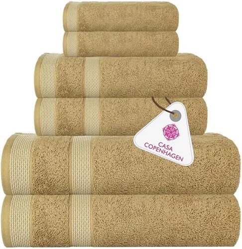 Miniatura 120 de CASA COPENHAGEN Juego de 6 toallas de palomitas de maíz, color azul polvoriento, 21.16 oz/m², 2 toallas de baño, 2 toallas de mano y 2 toallas
