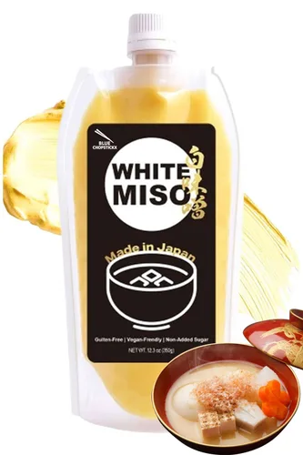 Tubo de pasta de miso blanco – Shiro Miso japonés dulce, refuerzo suave de Umami para sopa, salsa, aderezo y adobo, sin gluten, fabricado en Japón,