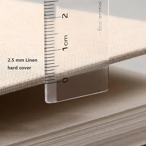 Miniatura 3 de Cuaderno de bocetos retro en espiral, tapa dura, de lino, 120 páginas, 160 GSM, grueso, recargable, hojas sueltas, para dibujo artístico, papelería