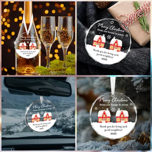 Miniatura 8 de Adorno de Navidad de vecino 2025 – Regalos de Navidad pensados para vecinos, adornos acrílicos para vecinos amigos, mejores amigos, regalos