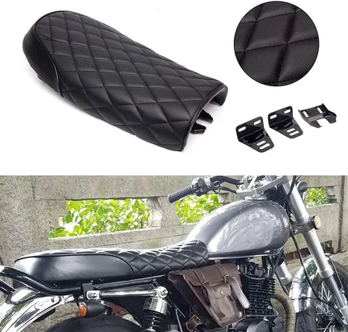 Miniatura 3 de Asiento plano retro de rombo negro vintage para motocicleta Cafe Racer para KZ400 KZ550 K750 Z650 W650 CB100 CB125 CB175 CB200 CB350 CL200 CL350
